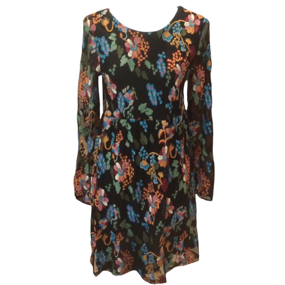 Philosophy Embroidered Black Floral Sheer Dress Size Small